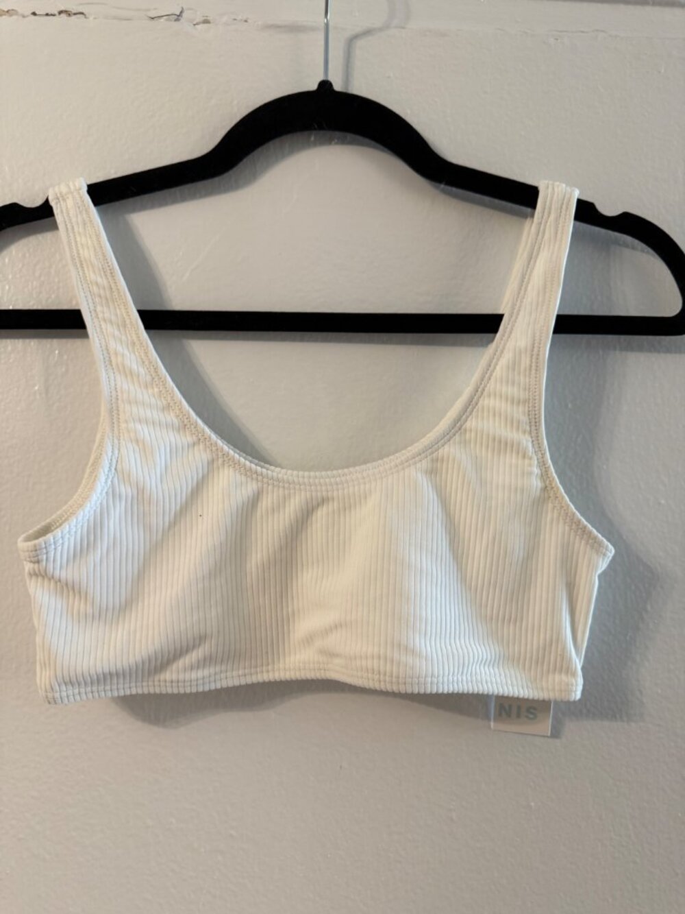 Frankie's Bikinis white ribbed top ONLY! NWT size M medium